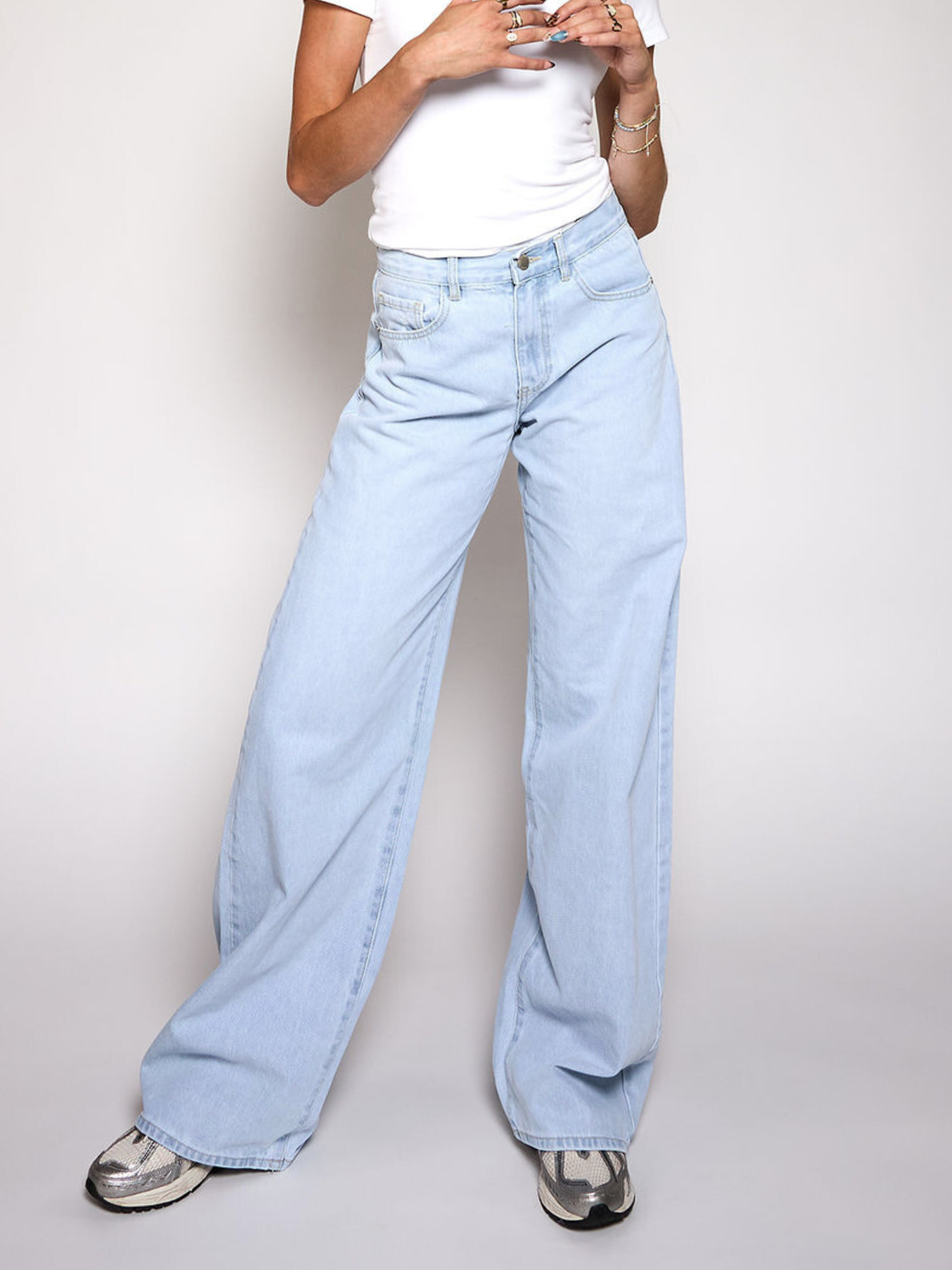 Jade Super Wide Leg Jeans | Mid-waist | Light blue | Tall