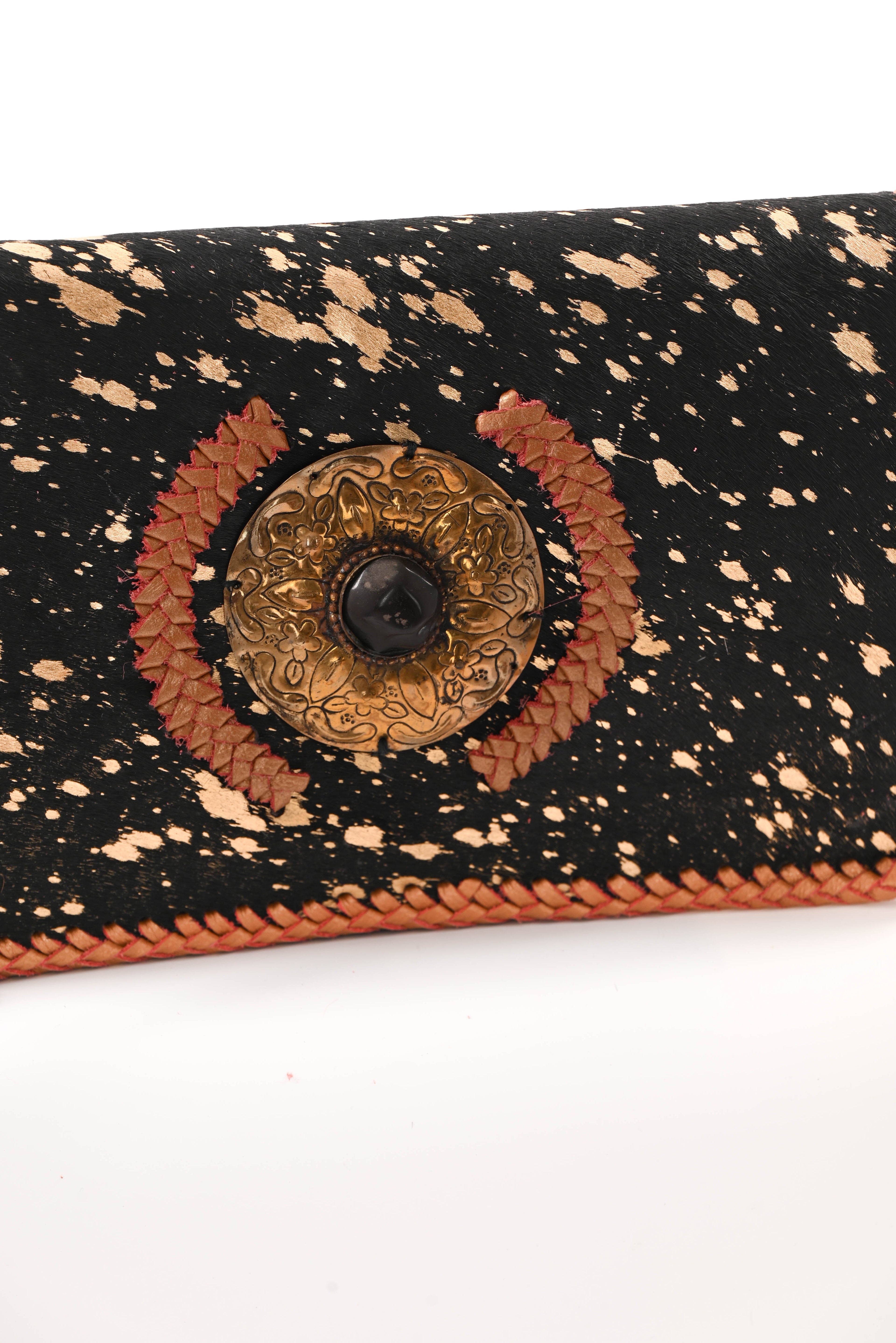 Ibiza stijl tas met vacht zwart