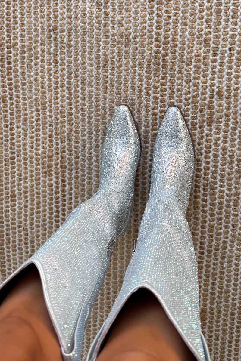 Elegant Glitter Silver Boots