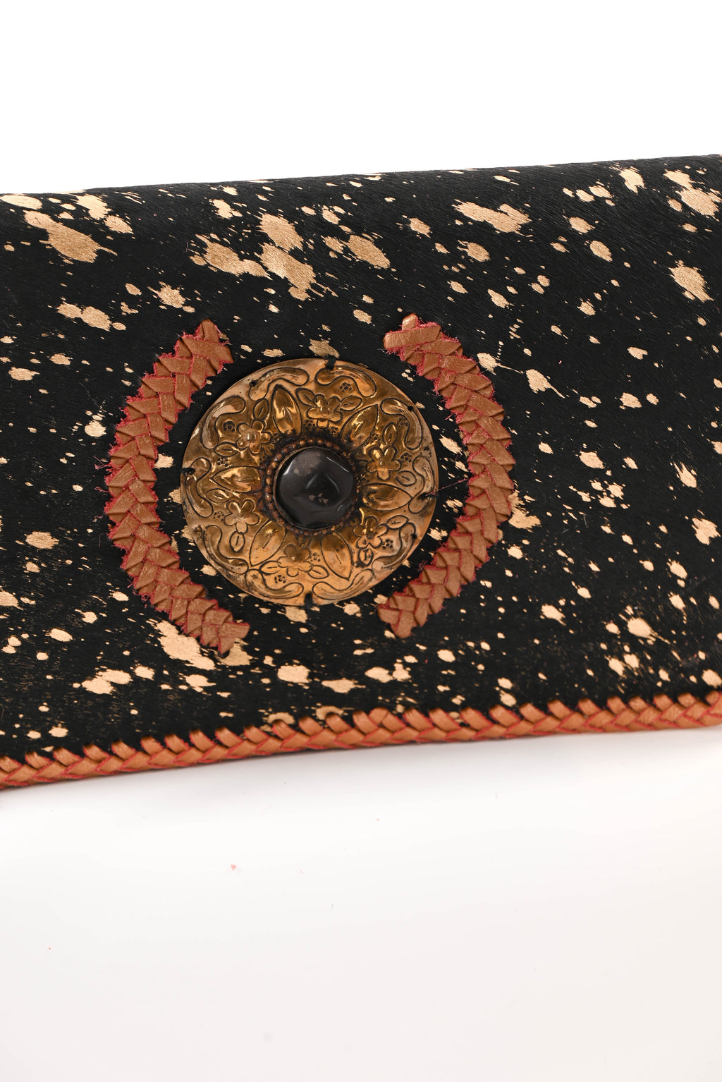 Ibiza stijl tas met vacht zwart