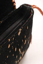 Ibiza stijl tas met vacht zwart