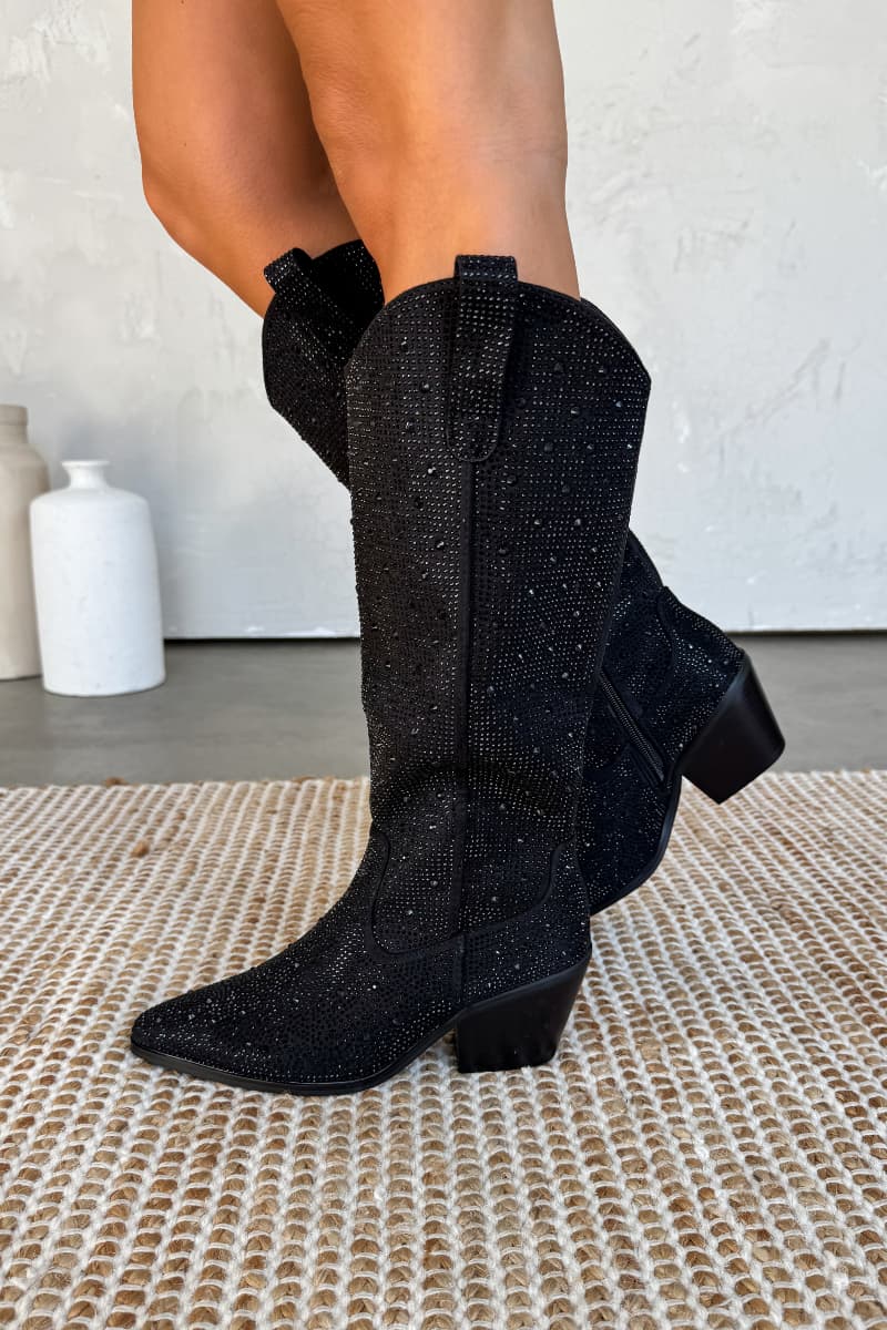 Elegant Glitter Black Boots
