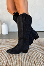 Elegant Glitter Black Boots