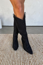 Elegant Glitter Black Boots