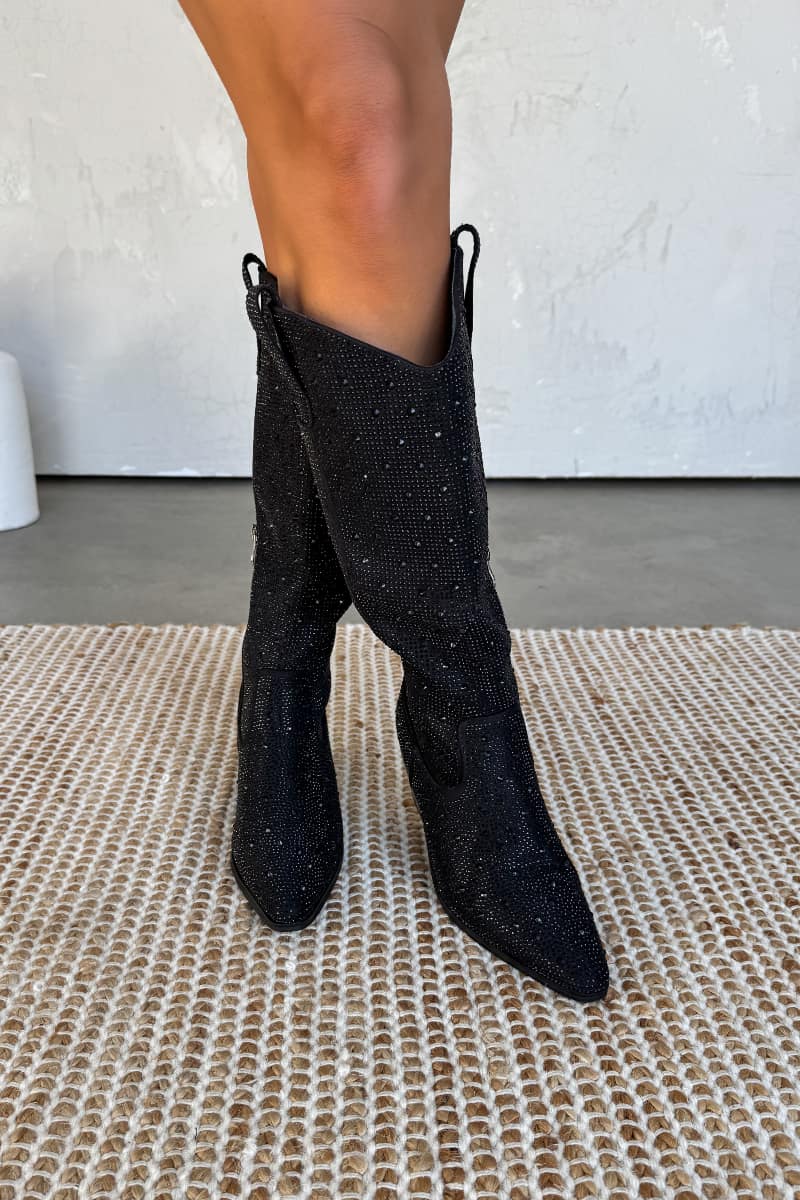 Elegant Glitter Black Boots