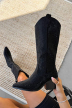 Elegant Glitter Black Boots