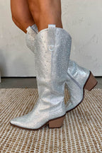 Elegant Glitter Silver Boots
